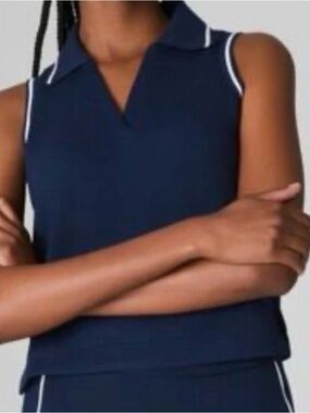 Spanx Air Essentials Pique Navy Polo Tank Top